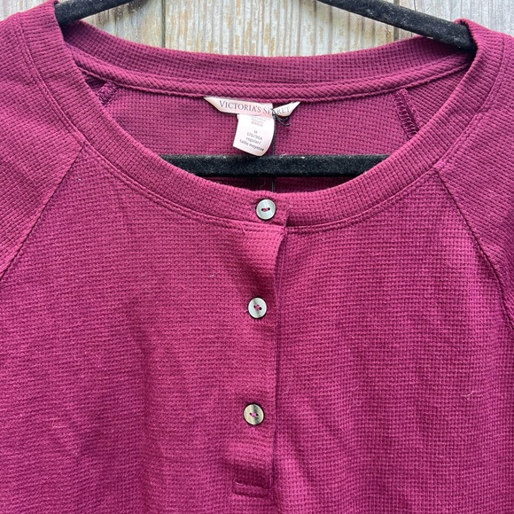 VICTORIAS SECRET Waffle Knit Wine Pajama Set Women’s Medium NWT NEW Flat - Picture 5 of 16